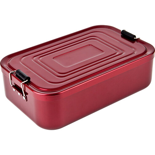 ROMINOX® Lunchbox // Quadra Rot XL , rot glänzend, Aluminium (eloxiert), Kunststoff, 23,50cm x 7,00cm x 14,80cm (Länge x Höhe x Breite), Bild 1