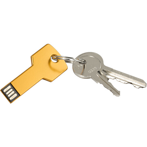 USB-Stick Schlüssel 2.0 4GB , Promo Effects MB , gold MB , 4 GB , Metall MB , 3 - 10 MB/s MB , 5,70cm x 2,40cm (Länge x Breite), Bild 2