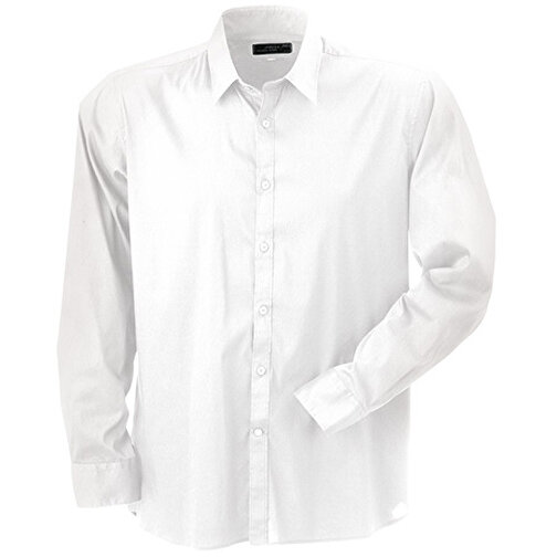 Men’s Shirt Slim Fit Long , James Nicholson, weiss, 67% Baumwolle, 30% Polyamid, 3% Elasthan, XL, , Bild 1