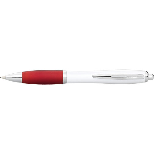 Nash Kugelschreiber Weiss Mit Farbigem Griff , weiss / rot, ABS Kunststoff, 14,00cm (Höhe), Bild 3