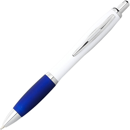 Nash Kugelschreiber Weiss Mit Farbigem Griff , weiss / royalblau, ABS Kunststoff, 14,00cm (Höhe), Bild 2
