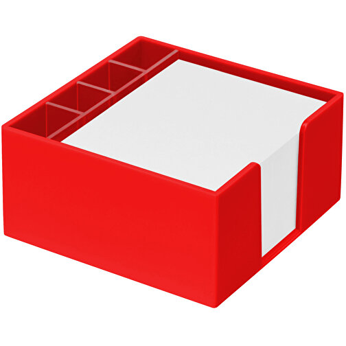 Zettelbox 'Lambda' Mit Köcher , rot, PS+PAP, 10,50cm x 5,00cm x 10,50cm (Länge x Höhe x Breite), Bild 1