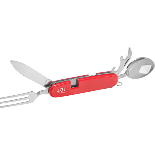 Multi-Tool 'Picknick' , rot, ABS+MET, 9,00cm x 3,00cm x 2,90cm (Länge x Höhe x Breite), Bild 2