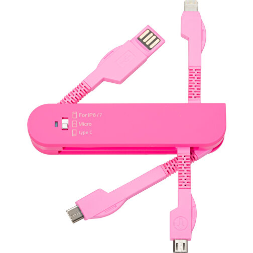 Taschen-USB-Charger , Promo Effects, pink, Kunststoff, 9,30cm x 1,50cm x 2,10cm (Länge x Höhe x Breite), Bild 1