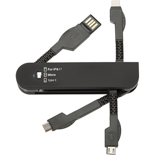 Taschen-USB-Charger , Promo Effects, schwarz, Kunststoff, 9,30cm x 1,50cm x 2,10cm (Länge x Höhe x Breite), Bild 1